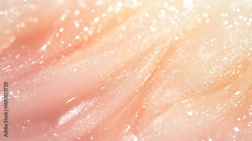 Shiny, shimmering pink lip gloss texture background with sparkling light effect for beauty concept