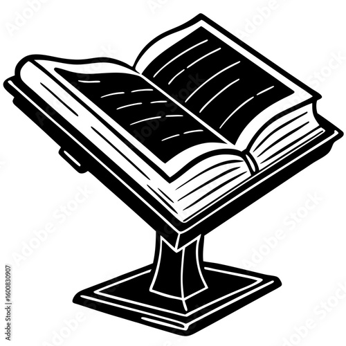 Open book on a stand silhouette