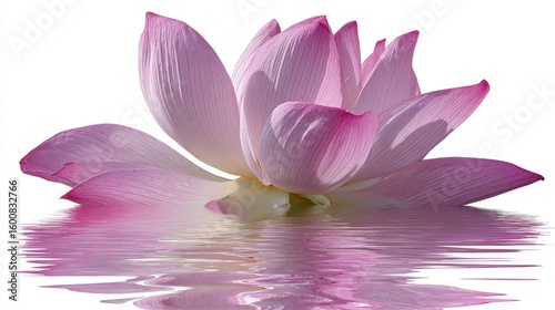 Pink Lotus Flower With Water Reflection