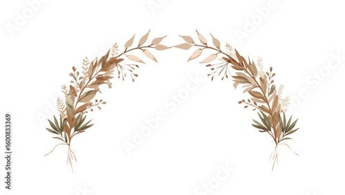 Rustic dried grass arch with neutral autumn tones