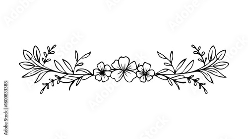 Floral divider with black vines and flower buds