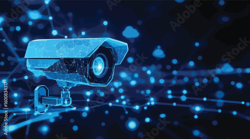 Conceptual digital surveillance camera representing network security and cyber intelligence monitoring.