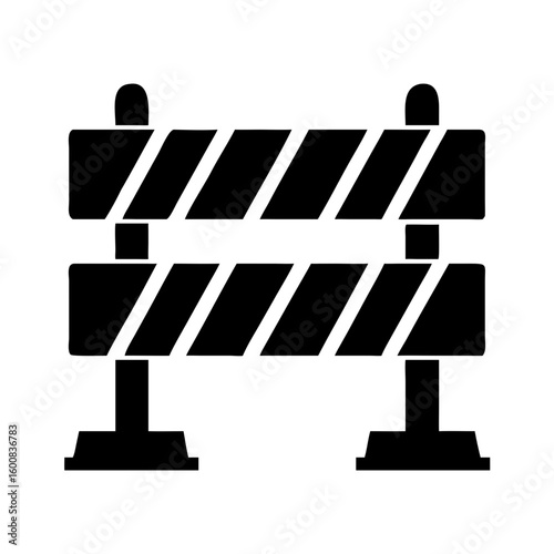 Solid Construction Barrier Icon for Safety, Roadwork, and Building Zones

