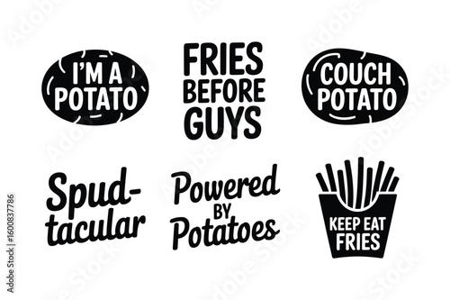 Potato sayings and french fry illustration fries french fries