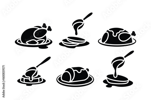 Roasted poultry and sliced food with sauce roasted chicken roasted turkey