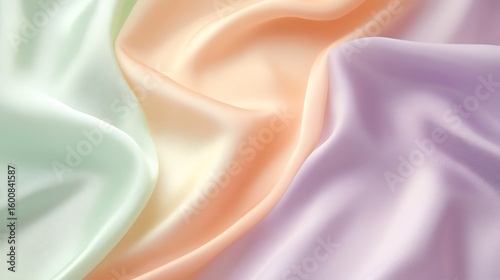 Pastel silk fabric background with soft folds and delicate texture for fashion design