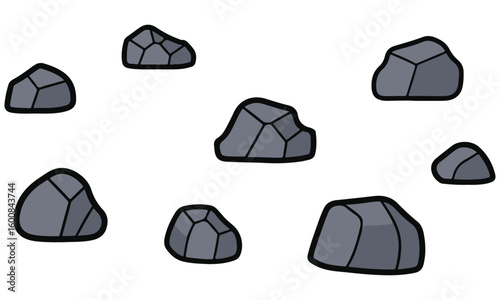 Assorted Cartoon Rock and Stone Vector Clipart Collection for Game and Landscape Design
