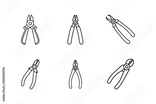 wire cutter line art vector illustration
