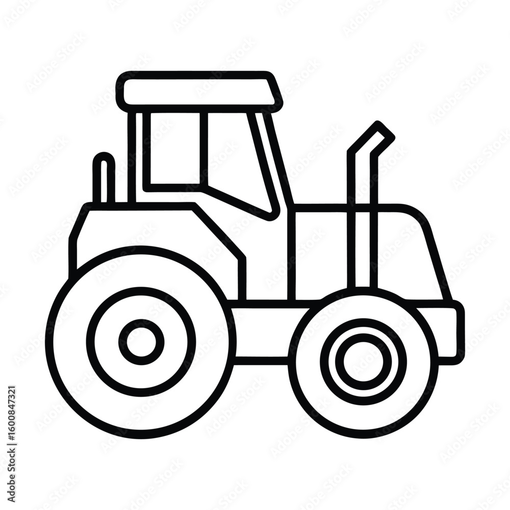 Simple line art tractor isolated on white background Simple line art tractor isolated on white background