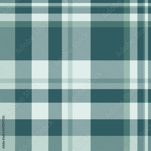 Teen plaid seamless texture, internet tartan vector textile. String background pattern fabric check in cyan and white colors.