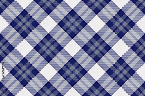 New fabric seamless texture, warm vector textile plaid. Light check background pattern tartan in white and blue colors.
