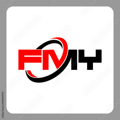 FMY logo. FMY letter. FMY letter logo design. Initials FMY logo linked with circle and uppercase monogram logo. Modern Red and Black Initials Logo for Corporate, FMY typography for technology,