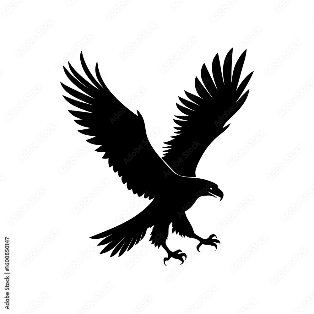 Fototapeta premium realistic eagle flying silhouette on white background