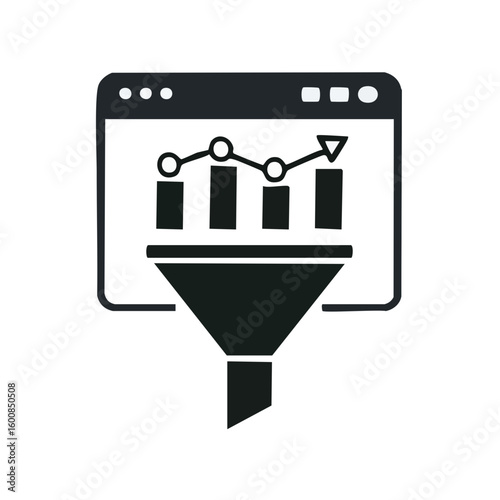 Analytics Funnel Glyph Icon for E-Commerce