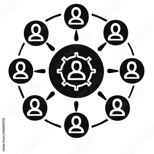 HR Analytics Dashboard Glyph Icon with Employee Metrics