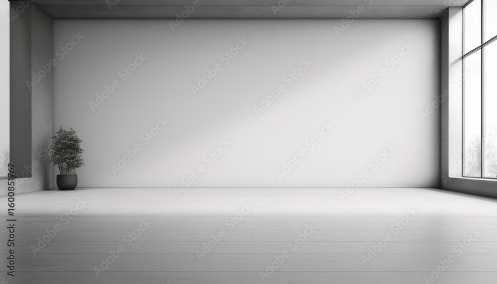 Obraz premium empty interior scene minimal style white wall and concrete floor with empty space for products presentation or text for advertising 3d rendering