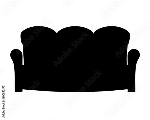 Black silhouette of a vintage styled sofa with rounded armrests