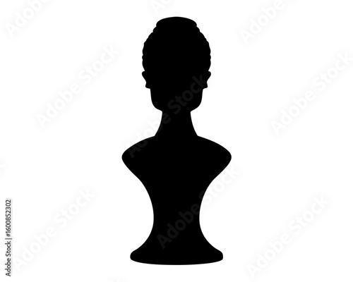 Silhouette of an Ancient Bust Depicting a Woman with Detailed Hair