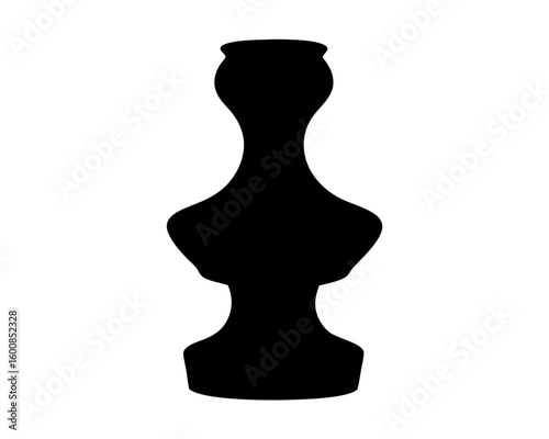 Elegant Black Silhouette of an Antique Urn Vase on White Background
