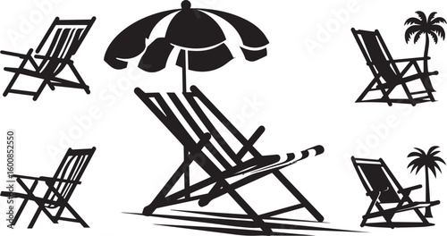 beach chairs and umbrella
