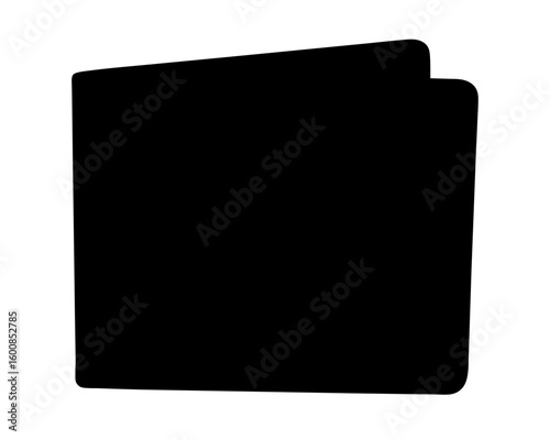 Silhouette of an open book with rounded corners and white background