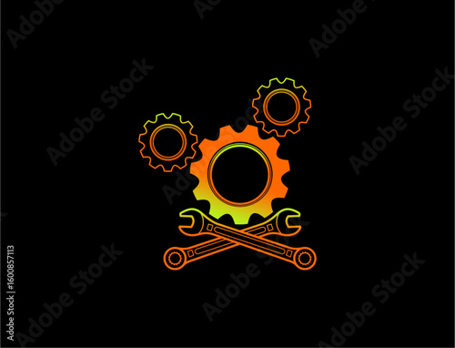 Colorful gears and tools graphic design
