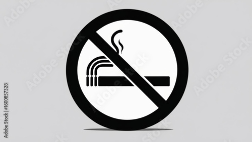 No Smoking sign vector icon. Black and white prohibition symbol