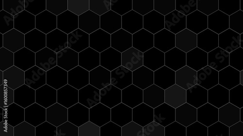Dark hexagonal pattern animated background loop 4K motion graphics honeycomb grid