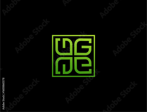 Green intertwined letters g and e logo