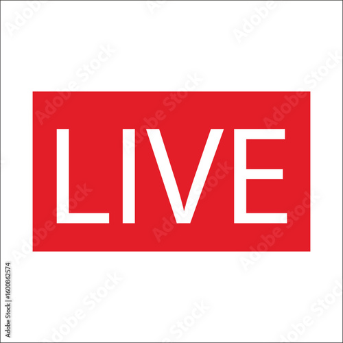 Live streaming flat red icon representing real time digital broadcast signal or internet video content symbol for online communication platform graphics
