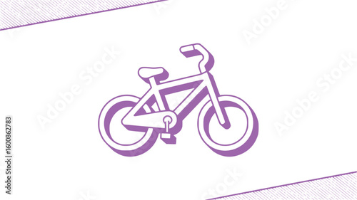 Purple Bicycle Icon on Black Background.