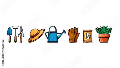 Gardening tools and equipment vector illustration for agricultural and hobby farm concept design use