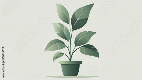 : Minimalist vector illustration of a potted houseplant