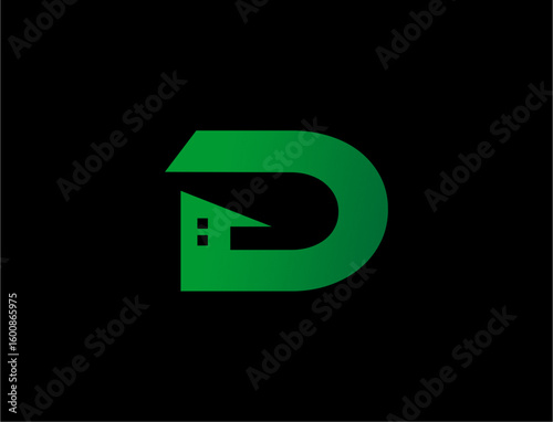 Green house letter d logo design