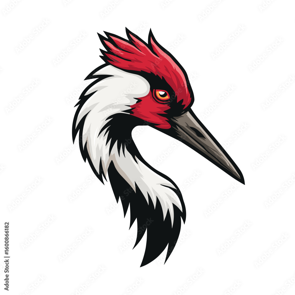 Obraz premium Detailed depiction of a crane bird with vibrant features showcasing its elegant form and striking colors against a simple background