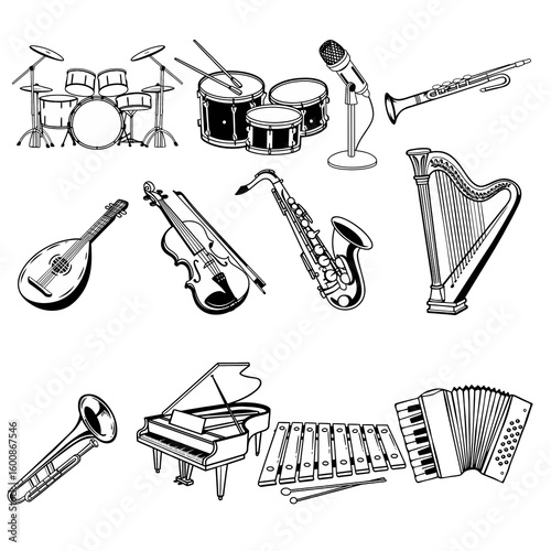 vector set of musical instruments item