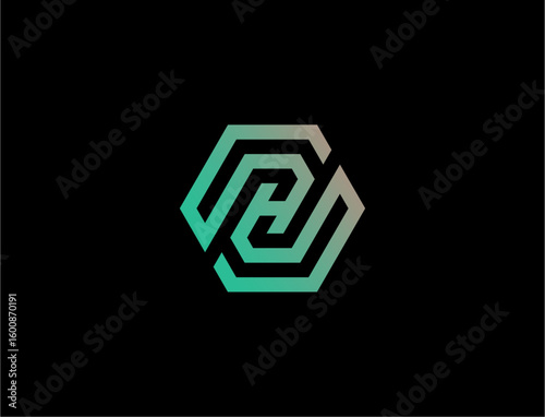 Modern abstract hexagram logo design