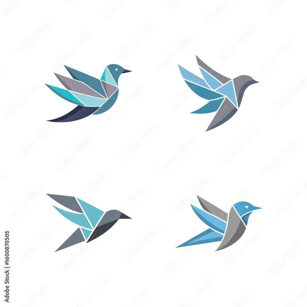 Obraz premium Geometric origami style birds in flight symbolizing freedom and movement