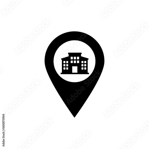 Hotel location map pin silhouette icon vector flat design.
