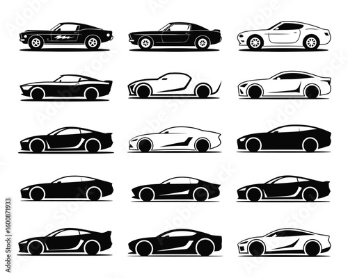 muscle car and sports car silhouettes