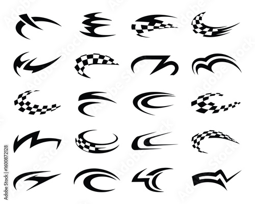 checkered flag racing logo set