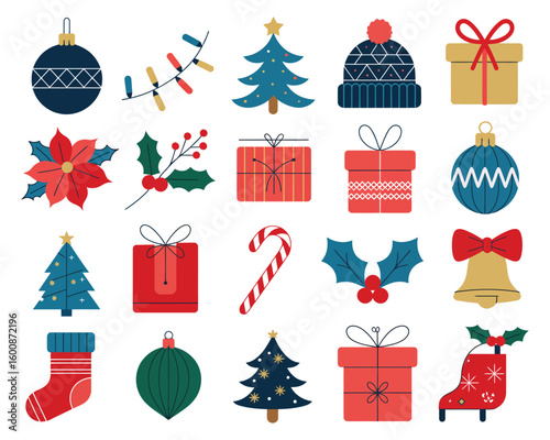 Christmas-themed vector illustration set