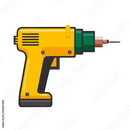 A cordless power drill with a yellow body no background vector file.