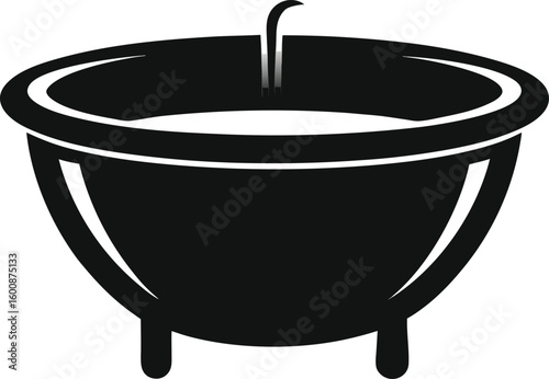 Simple black silhouette of a sink and faucet isolated on transparent background