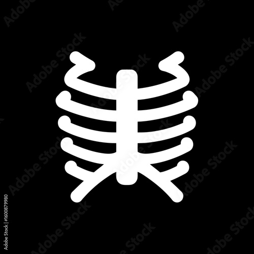 Human ribs outline represents health anatomy on isolated black background medical science