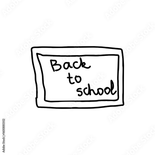 Back to school text on chalkboard in fun hand drawn black doodle style on transparent background, ideal for educational content, children graphics, or classroom-themed vector materials