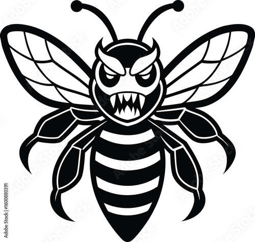 A vector illustration of a bee on a flower with a tribal insect design
