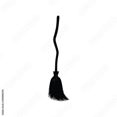 Classic Witch Broomstick Silhouette Vector for Halloween, Magic, and Fantasy Designs