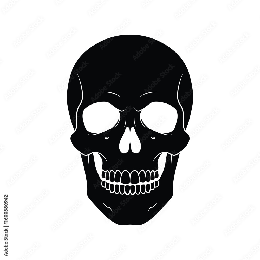 Fototapeta premium Highly Detailed Black and White Skull Vector Illustration, Human Skeleton Head