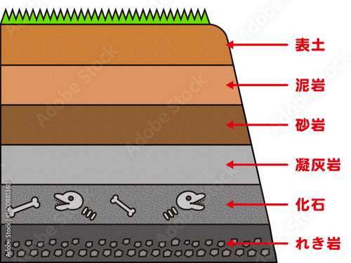 地層の構造の図解イラスト素材